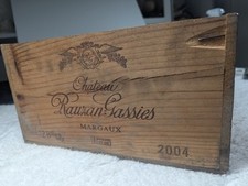 Rustic Wooden Wine Box Crate Chateau Rauzan-Gassies 12 bottle Margaux 2004 BU3