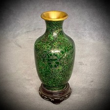 Chinese Cloisonne Green Floral