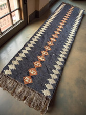 Wool Jute Rug, Vintage Kilim Rug navajo rug, tribal rug, southwestern rug Runner