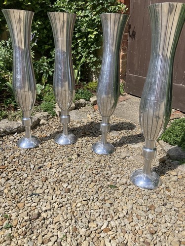 Tall metal vase silver - vase,
