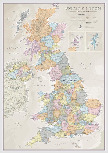 Map classic wall - -, of