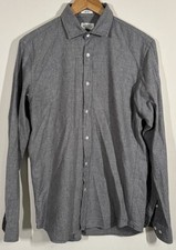Hartford Alternative Classics Mens Medium Slim Fit Shirt Grey Long Sleeve Cotton