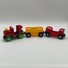 Brio Wooden Railway Red Train Engine & Carriages Push Along b1