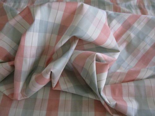 Peach green silk plaid - peach,