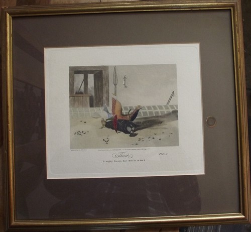 Cockfighting aquatint - a,