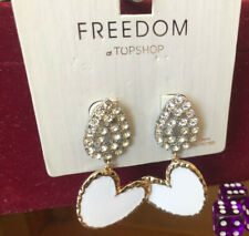 Earrings Dangly White Hearts FREEDOM TOPSHOP Jewellery RRP £10 New