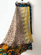 Long Floral Skirt Maxi Boho Gypsy Brown Retro Floaty Wrap Hippie Festival Indian