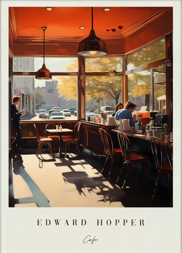 Large size edward hopper cafe - large,