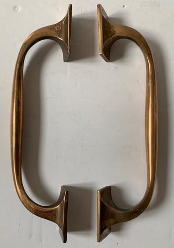 Antique pair old brass door - brass,