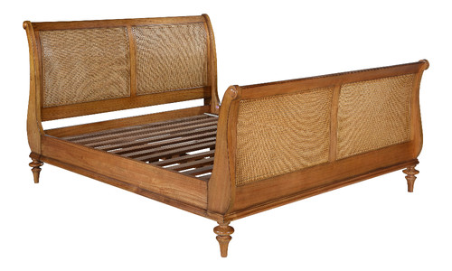 Rattan sleigh bed - bed, high