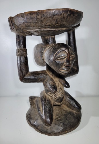 Antique luba caryatid stool - antique,