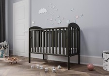 New Lilibet Baby Black Cot with Drop Side – optional Fibre Mattress 120x60x10cm