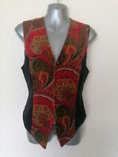 Ladies Vintage Betty Barclay Waistcoat Paisley Velvet Small Pit to Pit 16" - VGC
