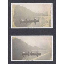 ULLSWATER Ladies & Children in a Rowing Boat - 2x Antique Photographs 1914