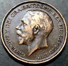 1917 PENNY COIN-KING GEORGE V-1d BRITISH BRONZE COIN-ONE PENNY COIN