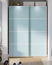 2 x IKEA Mehamn Sliding Doors ONLY. 4 Panels Blue Glass, 100x201 Cm each