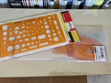 Isomars Combination & curves shapes 2 orange drawing drafting templates   P844