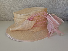 Vintage Walter Wright Handmade Wedding Hat ,Dusky Pink Feathers - with tags