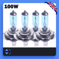 4 x H7 100w SUPERWHITE XENON UPGRADE HEADLIGHT BULBS SET 499 12V FULL/DIPPED GB