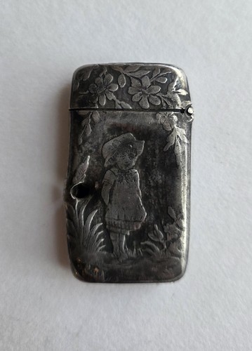 Antique silver plated vesta - antique,