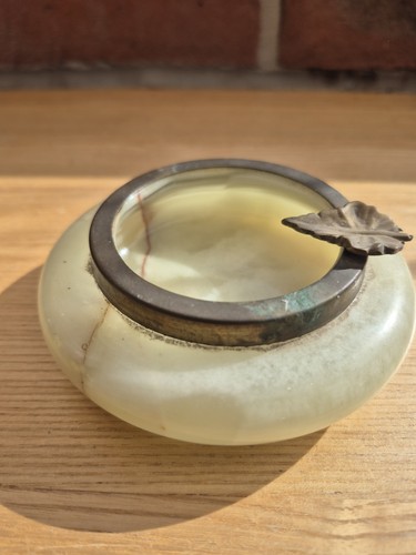 Vintage green onyx ashtray - green,