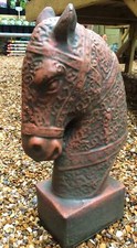 Horse head stone home or garden ornament Ming oriental aged terracotta style
