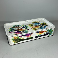 Vintage Cadbury Rectangular Metal Tin Multicolour Bird Design Made in England