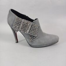 Dune Ankle Boots Size 4 Grey Suede Leather  Heels High Cut Wedding Party
