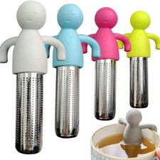 1/4x Tea Infuser Loose Stainless Steel Leaf Steeper Strainer w/ Silicone Handle