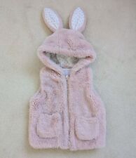 TU Girls Dusty Light Pink Fur Hooded Gilet 2-3 Years Bunny Ears Body Warmer Next