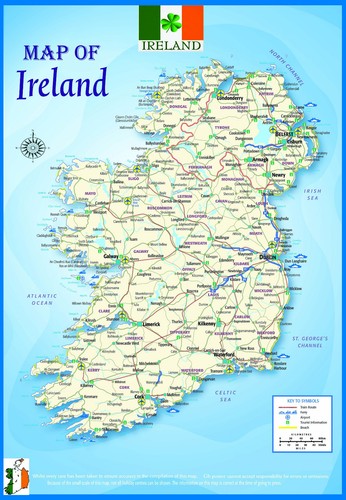 Ireland map geographical - a3,