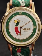 RARE VINTAGE SWISS Medana GOLF MOVING BALL QUARTZ SPORTS WATCH RARE BAND