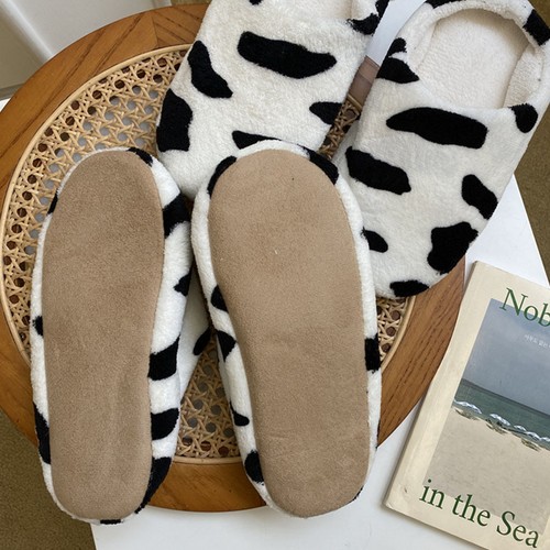 Pair cow pattern slippers - pattern,