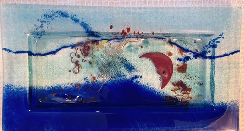 Fused glass plate - ,