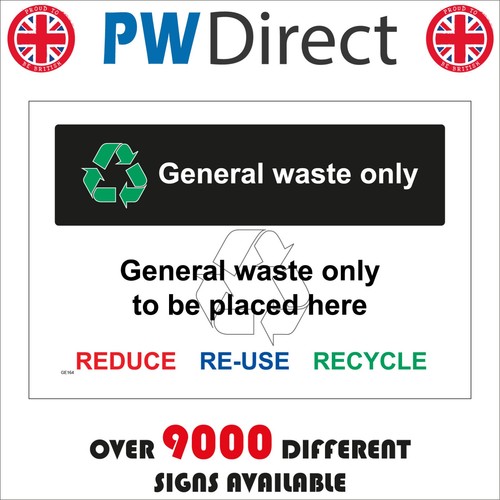 Sign general waste only - sign,