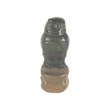 Carved Stone Owl Bird of Prey Figure on a Tree Stump 5 inches tall