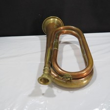 Vintage Brass & Copper with Chain and Mouthpiece Bugle