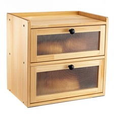 Wooden bread bin double - bread, layer