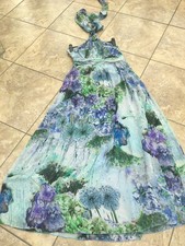 UNTOLD:BEAUTIFUL MULTICOLOURED FLORAL CHIFFON LIKE HALTERNECK MAXI DRESS UK 14