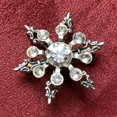 Silver tone star brooch pin - tone, w/