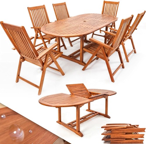 Garden dining set wooden oval - garden,