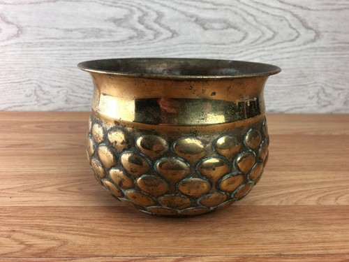 Brass plated pot with raised - brass,