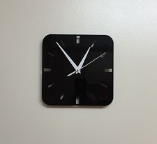 Small Acrylic Square Black Wall Clock With White Hands