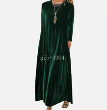 Plus Size 20-28 Women Velvet Long Sleeve Maxi Dress Islam Robe Dubai Kaftan Gown