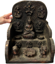 VINTAGE BUDDHIST SHRINE AMITABHA BUDDHA SAMADHI MUDRA NEPAL TIBET 33 cms