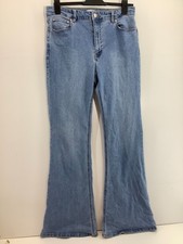 PULL&BEAR UK 12 Light Wash Denim Flared Bootcut Jeans High Waisted Summer