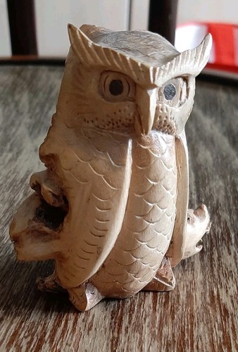Hand carved parasite wood owl - carved,