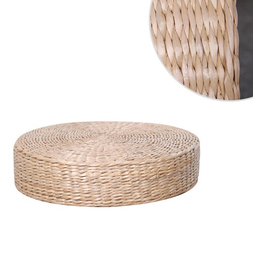 Round hand woven straw cushion - round, hand-woven