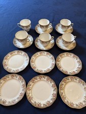 6 Piece Salisbury Fine Bone China Tea Set / Rose Border  Gold/ Made In England