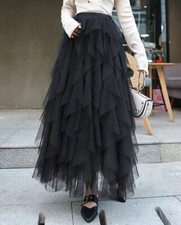 The Clever Illusions Mesh skirt In Black  Secret Soft Tulle Maxi Skirt 10 12